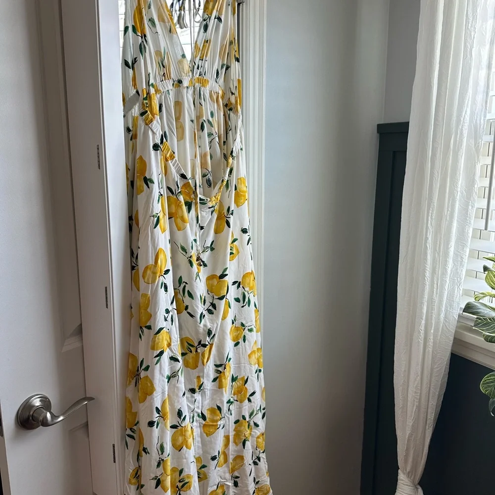 Kate Spade Lemon Halter Swim Cover Up Maxi Dress - Picture 8 of 9